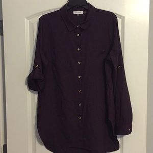 Calvin Klein long sleeve purple top size L.